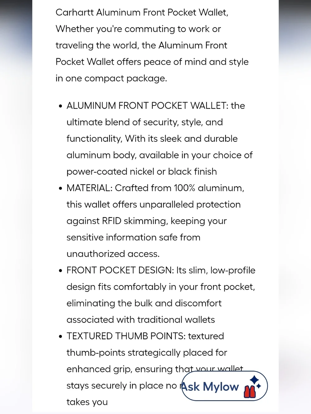Carhartt Aluminum Front Pocket Wallet